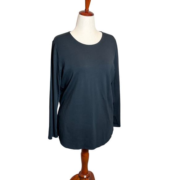 J. Jill Pure Jill tunic top black Pima stretch cotton long sleeve scoop   Sz L - Picture 1 of 8